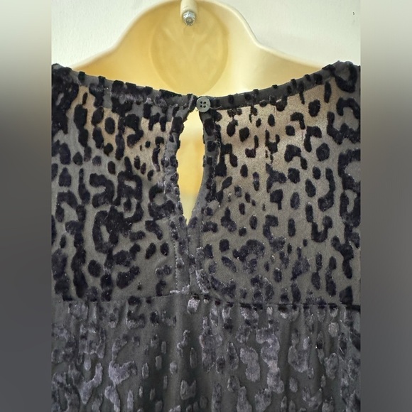 Éclair Black Leopard Burnout Velvet Women’s Blouse Long Sleeve Witchy Goth Siz L - Picture 6 of 10